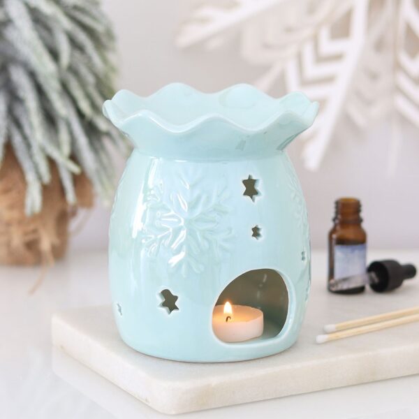 SD_45527.jpg Iridescent Blue Snowflake Oil Burner and Wax Warmer - Spiritual Home Decor