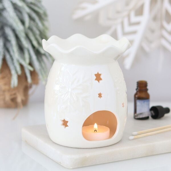 SD_45627.jpg Iridescent White Snowflake Oil Burner and Wax Warmer - Spiritual Home Decor