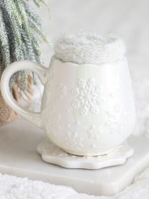 Iridescent Snowflake Mug, Coaster and Socks Set - Ceramic Mug