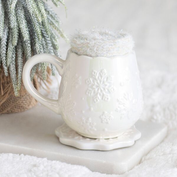 SD_45827.jpg Iridescent Snowflake Mug, Coaster and Socks Set - Ceramic Mug