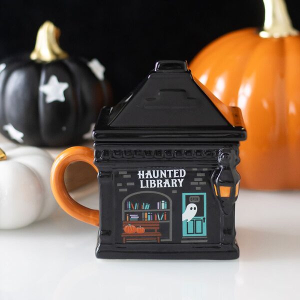 Haunted Library Lidded Mug - Gothic Decor
