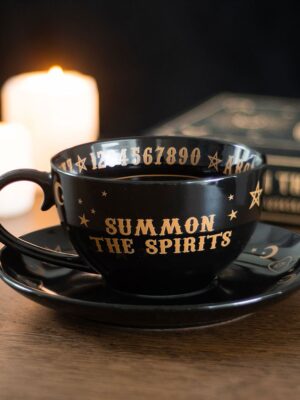Black Talking Board Teacup and Saucer - Witchcraft Ritual