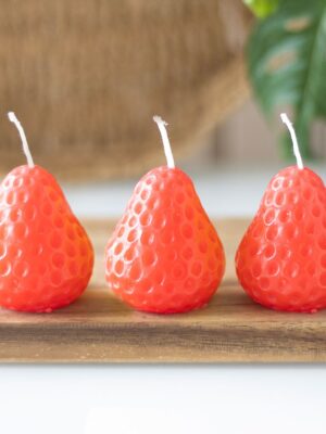 Set of 3 Strawberry Shaped Candles - Aromatherapy