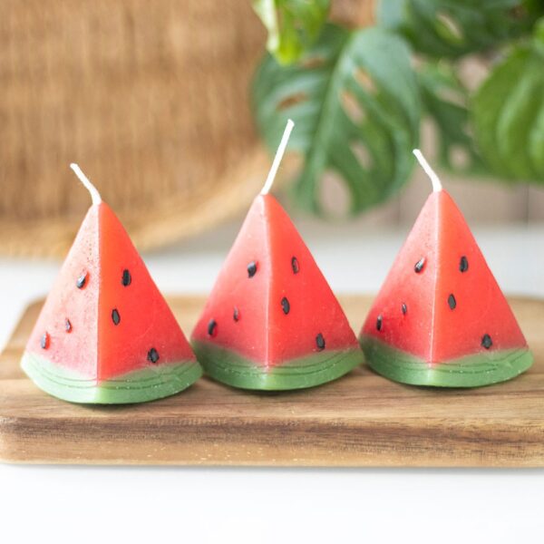 Set of 3 Watermelon Shaped Candles - Aromatherapy