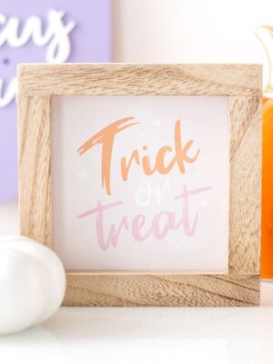 Pink Trick or Treat Wooden Frame Sign - Spiritual Home Decor