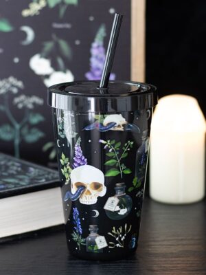 Venom & Vines Print Tumbler with Straw - Spiritual Home Decor