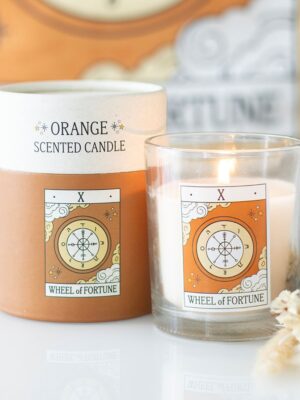 The Wheel of Fortune Vintage Tarot Orange Candle - Aromatherapy