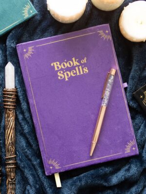 Book of Spells Journal with Amethyst Crystal Pen - Crystal Healing