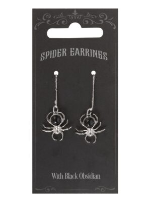 Black Obsidian Spider Threader Earrings - Jewelry